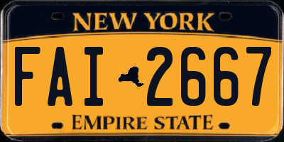 NY license plate FAI2667
