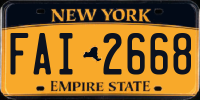 NY license plate FAI2668