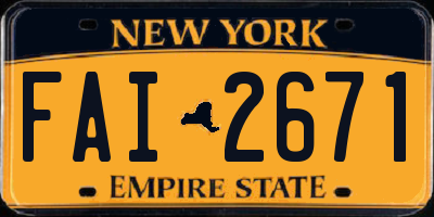 NY license plate FAI2671