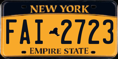 NY license plate FAI2723