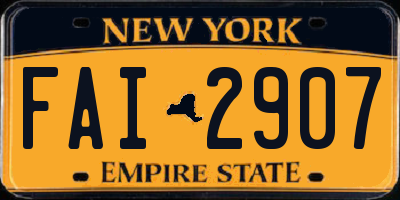 NY license plate FAI2907