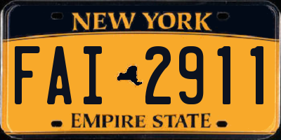 NY license plate FAI2911