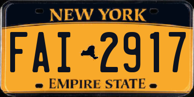 NY license plate FAI2917