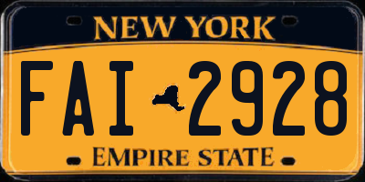 NY license plate FAI2928