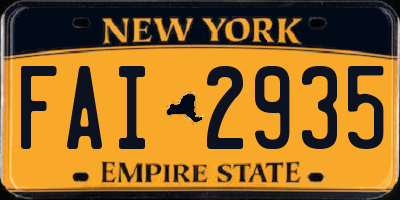 NY license plate FAI2935