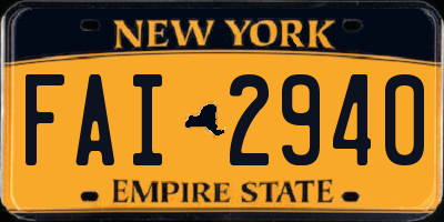 NY license plate FAI2940