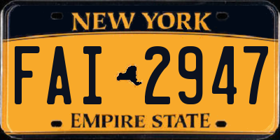 NY license plate FAI2947