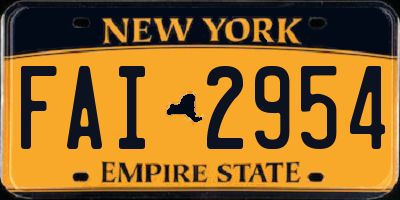 NY license plate FAI2954