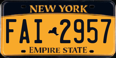 NY license plate FAI2957