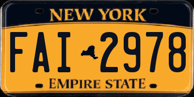 NY license plate FAI2978