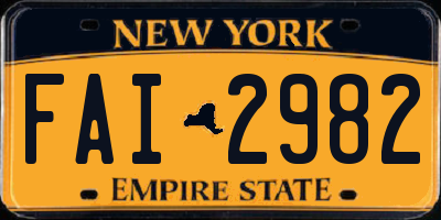 NY license plate FAI2982