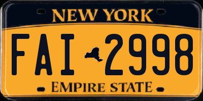 NY license plate FAI2998