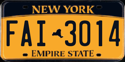 NY license plate FAI3014