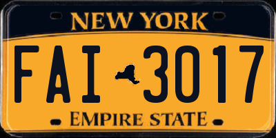 NY license plate FAI3017