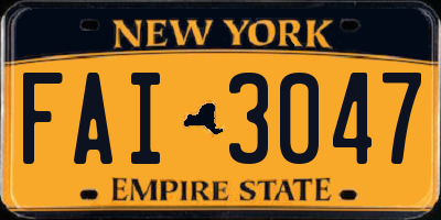 NY license plate FAI3047