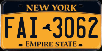 NY license plate FAI3062