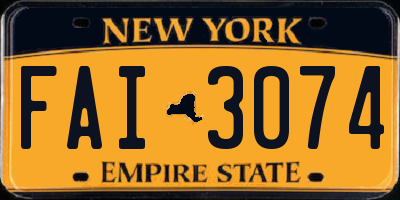 NY license plate FAI3074
