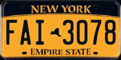 NY license plate FAI3078