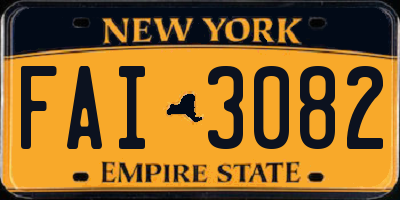 NY license plate FAI3082