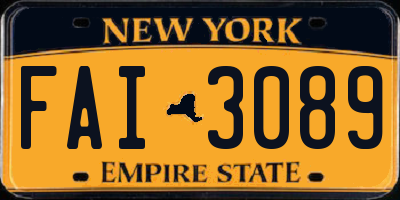 NY license plate FAI3089