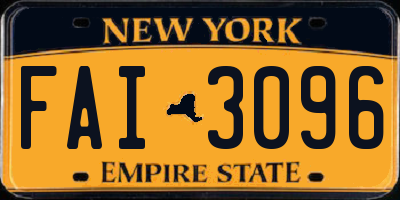 NY license plate FAI3096