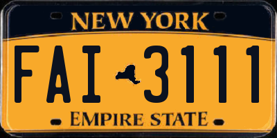 NY license plate FAI3111