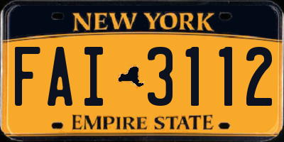 NY license plate FAI3112