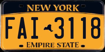 NY license plate FAI3118