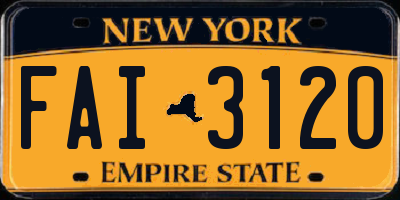 NY license plate FAI3120