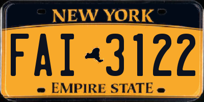 NY license plate FAI3122