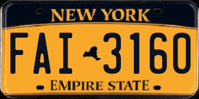 NY license plate FAI3160