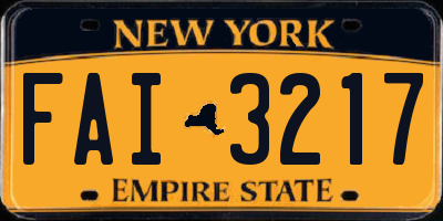 NY license plate FAI3217