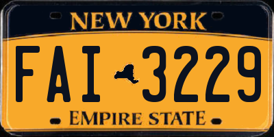 NY license plate FAI3229
