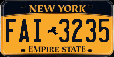 NY license plate FAI3235