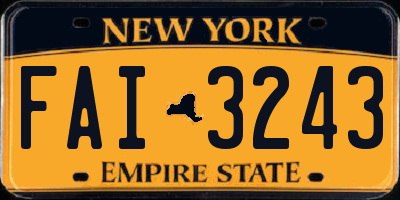NY license plate FAI3243