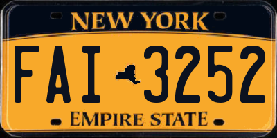 NY license plate FAI3252