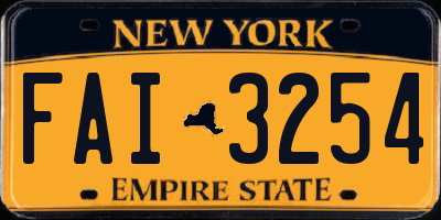 NY license plate FAI3254