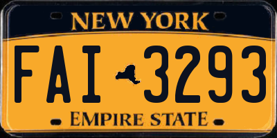 NY license plate FAI3293