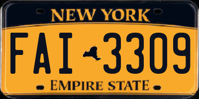 NY license plate FAI3309