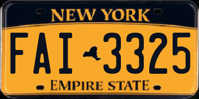 NY license plate FAI3325