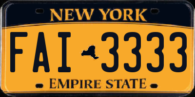 NY license plate FAI3333