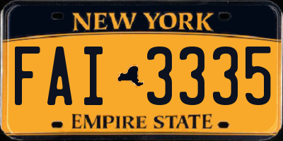 NY license plate FAI3335