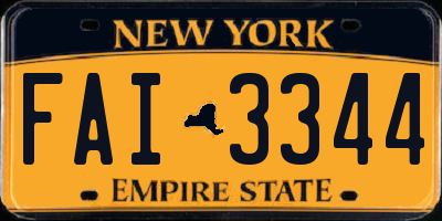 NY license plate FAI3344