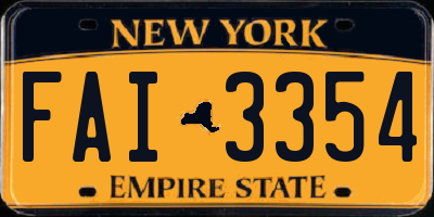 NY license plate FAI3354