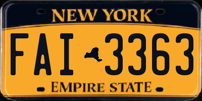 NY license plate FAI3363