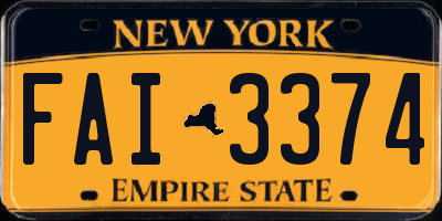 NY license plate FAI3374