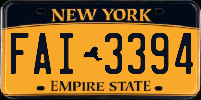 NY license plate FAI3394