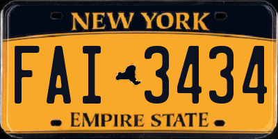 NY license plate FAI3434