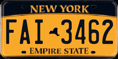 NY license plate FAI3462