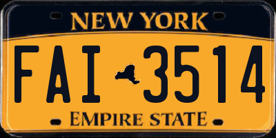 NY license plate FAI3514